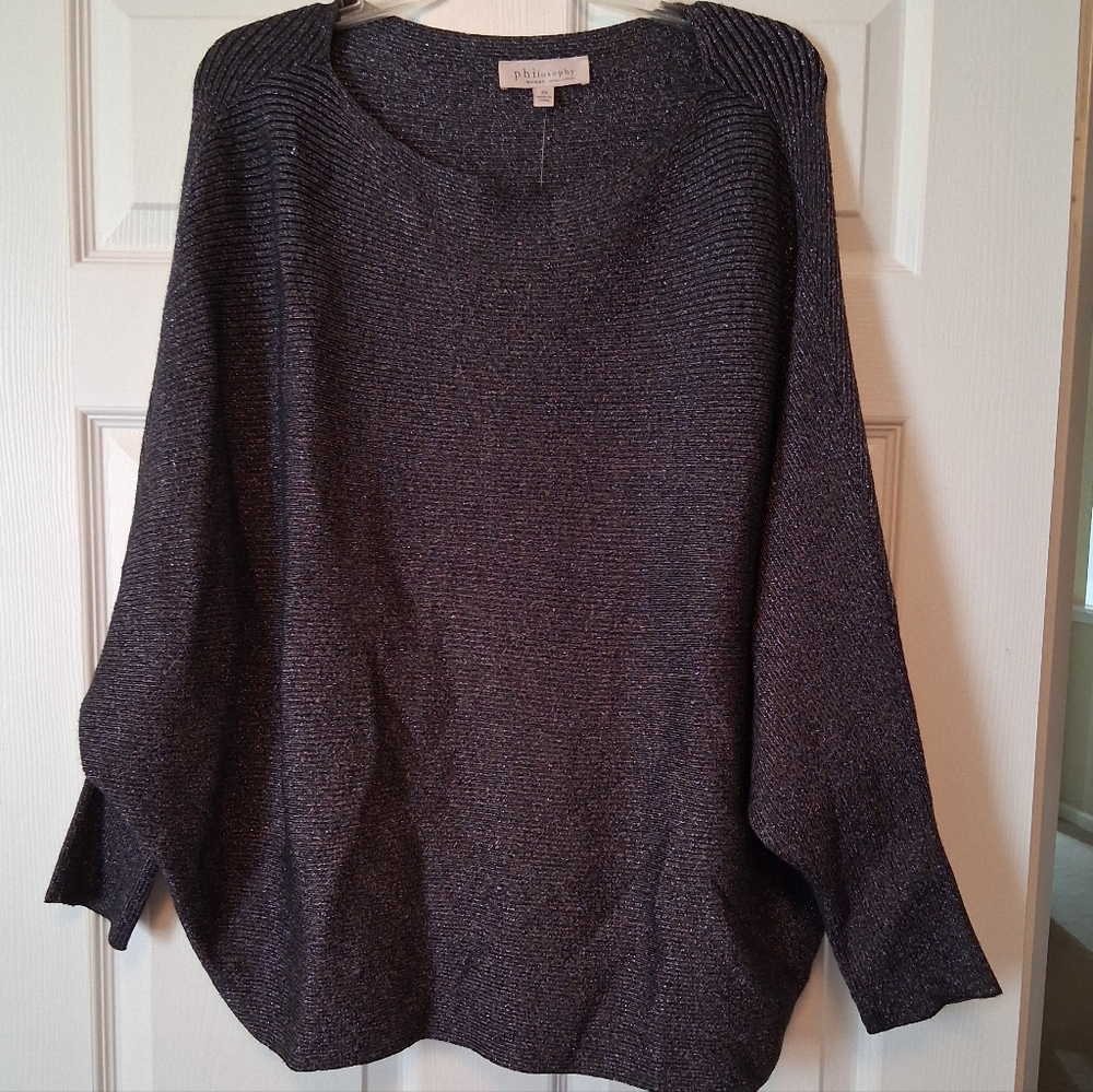 Philosophy Metallic Dark Gray Loose Sweater. 3X  NWT - Picture 2 of 7